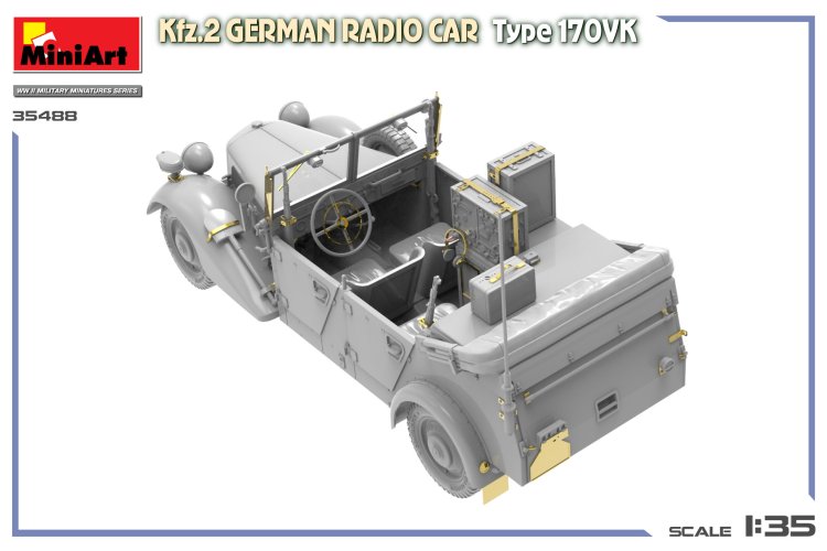 1:35 MiniArt 35488 Kfz.2 Radio Vehicle Type 170VK WWII &ndash; German Military Vehicle - Min35488 6 - MIN35488