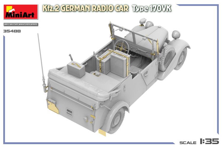 1:35 MiniArt 35488 Kfz.2 Radio Vehicle Type 170VK WWII &ndash; German Military Vehicle - Min35488 7 - MIN35488