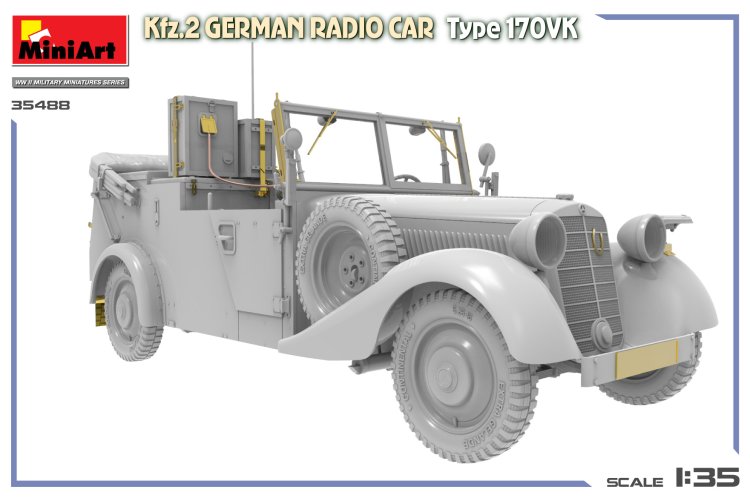 1:35 MiniArt 35488 Kfz.2 Radio Vehicle Type 170VK WWII &ndash; German Military Vehicle - Min35488 8 - MIN35488