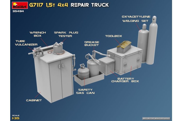 1:35 MiniArt 35494 Chevrolet G7117 1.5t 4x4 Reparatiewagen WWII - Militaire Vrachtwagen - Min35494 10 - MIN35494