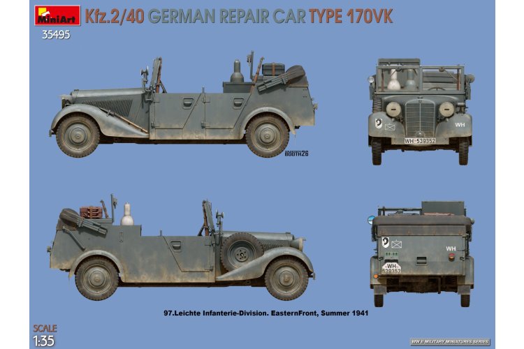 1:35 MiniArt 35495 Kfz.2/40 Repair Car Type 170VK WWII &ndash; German Repair Vehicle - Min35495 4 - MIN35495