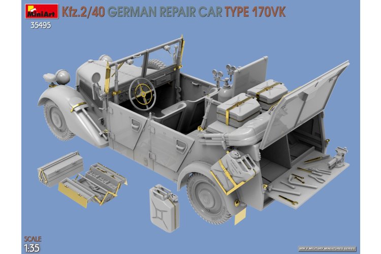 1:35 MiniArt 35495 Kfz.2/40 Repair Car Type 170VK WWII &ndash; German Repair Vehicle - Min35495 6 - MIN35495