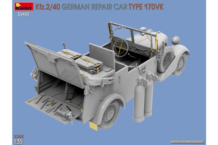 1:35 MiniArt 35495 Kfz.2/40 Repair Car Type 170VK WWII &ndash; German Repair Vehicle - Min35495 8 - MIN35495