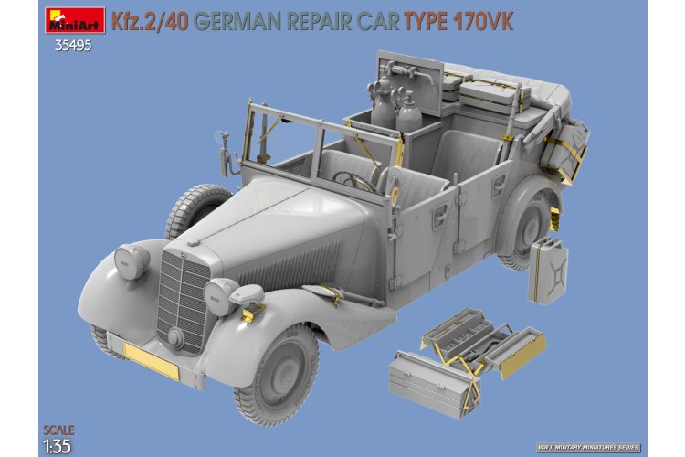 1:35 MiniArt 35495 Kfz.2/40 Repair Car Type 170VK WWII &ndash; German Repair Vehicle - Min35495 9 - MIN35495