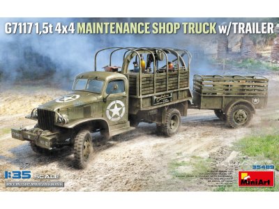 1:35 MiniArt 35498 Chevrolet G7117 1.5 Ton 4x4 Maintenance Shop Truck with Trailer WWII &ndash; American Military Truck - Min35498 1 - MIN35498