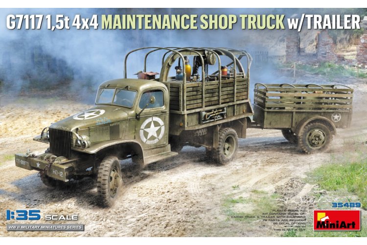 1:35 MiniArt 35498 Chevrolet G7117 1.5 Ton 4x4 Maintenance Shop Truck with Trailer WWII &ndash; American Military Truck - Min35498 1 - MIN35498
