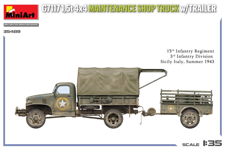 1:35 MiniArt 35498 Chevrolet G7117 1.5 Ton 4x4 Maintenance Shop Truck with Trailer WWII &ndash; American Military Truck - Min35498 2 - MIN35498