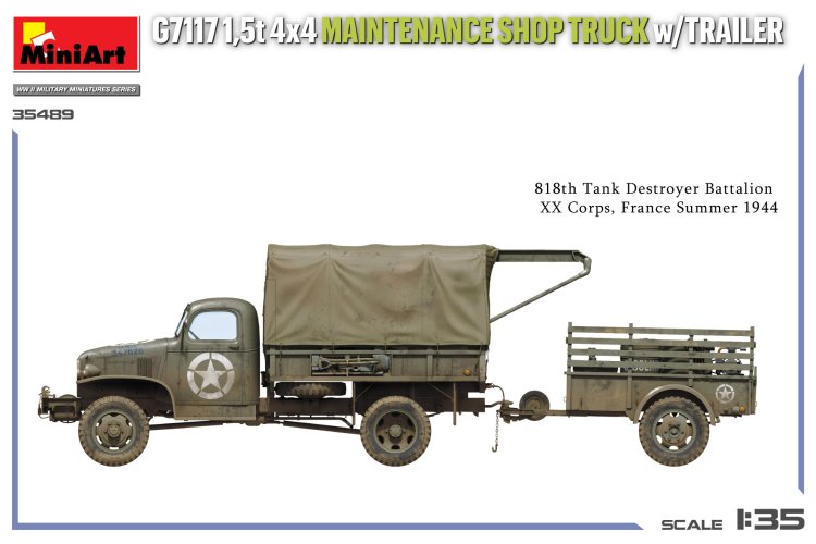 1:35 MiniArt 35498 Chevrolet G7117 1.5 Ton 4x4 Maintenance Shop Truck with Trailer WWII &ndash; American Military Truck - Min35498 3 - MIN35498