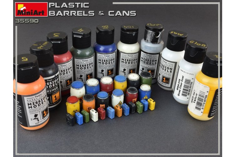 1:35 MiniArt 35590 - 12 Plastic Barrels and 12 Jerrycans - Diorama - Min35590 10 - MIN35590