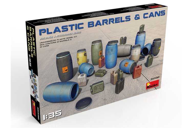 1:35 MiniArt 35590 - 12 Plastic Barrels and 12 Jerrycans - Diorama - Min35590 5 - MIN35590