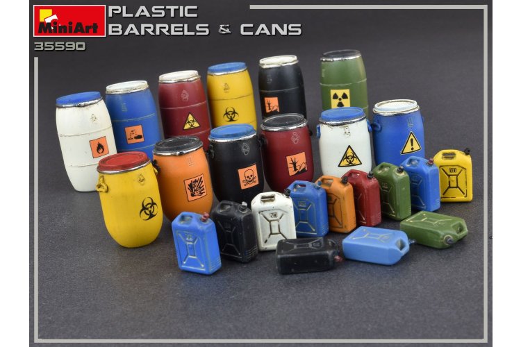 1:35 MiniArt 35590 - 12 Plastic Barrels and 12 Jerrycans - Diorama - Min35590 6 - MIN35590