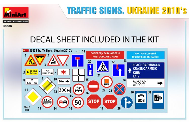 1:35 MiniArt 35635 Traffic Signs Ukraine 2010 - Min35635 2 - MIN35635