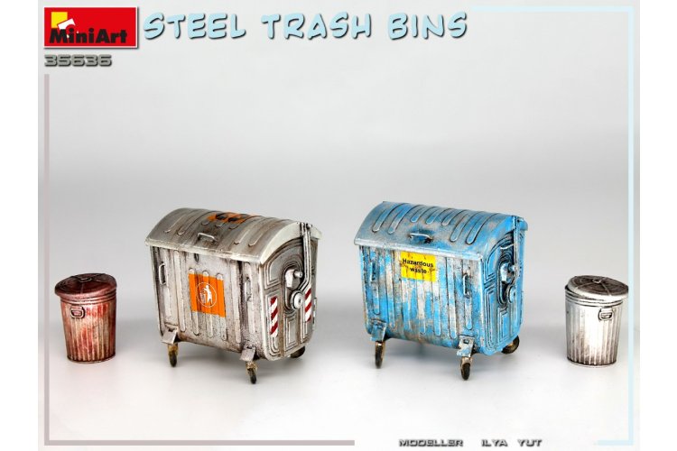 1:35 MiniArt 35636 Steel Trash Bins - Min35636 4 - MIN35636