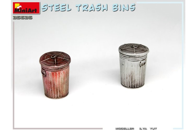 1:35 MiniArt 35636 Steel Trash Bins - Min35636 5 - MIN35636
