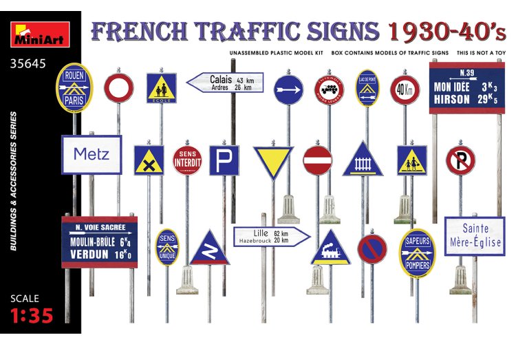 1:35 MiniArt 35645 French Traffic Signs 1930-1940s - Min35645 1 - MIN35645