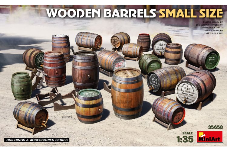 1:35 MiniArt 35658 20 Wooden Barrels &ndash; Small Size &ndash; Diorama - Min35658 1 - MIN35658
