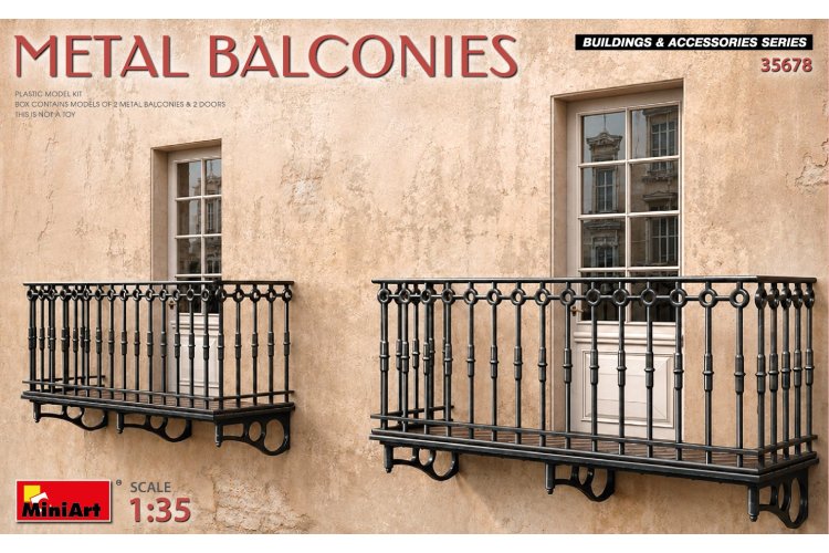 1:35 MiniArt 35678 Metalen Balkons - 4 Elementen voor Diorama - Min35678 1 - MIN35678