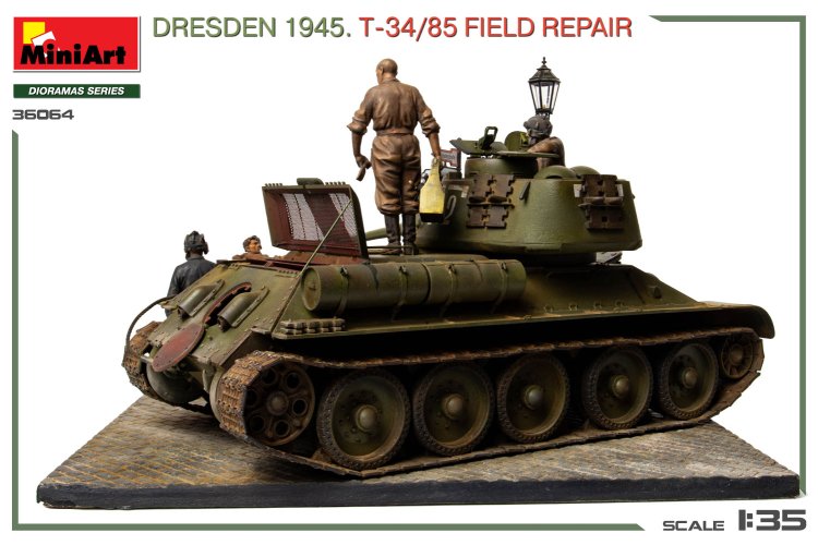 1:35 MiniArt 36064 Dresden 1945 &ndash; T-34/85 Tank Field Repair &ndash; Big Set &ndash; Diorama - Min36064 10 - MIN36064