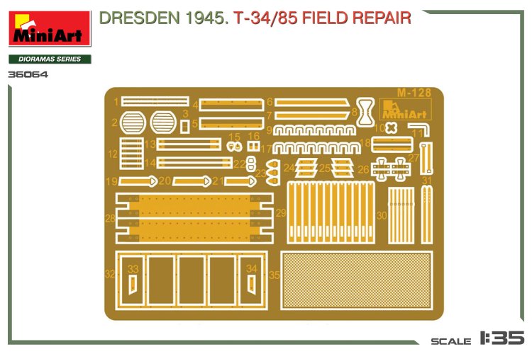 1:35 MiniArt 36064 Dresden 1945 &ndash; T-34/85 Tank Field Repair &ndash; Big Set &ndash; Diorama - Min36064 3 - MIN36064