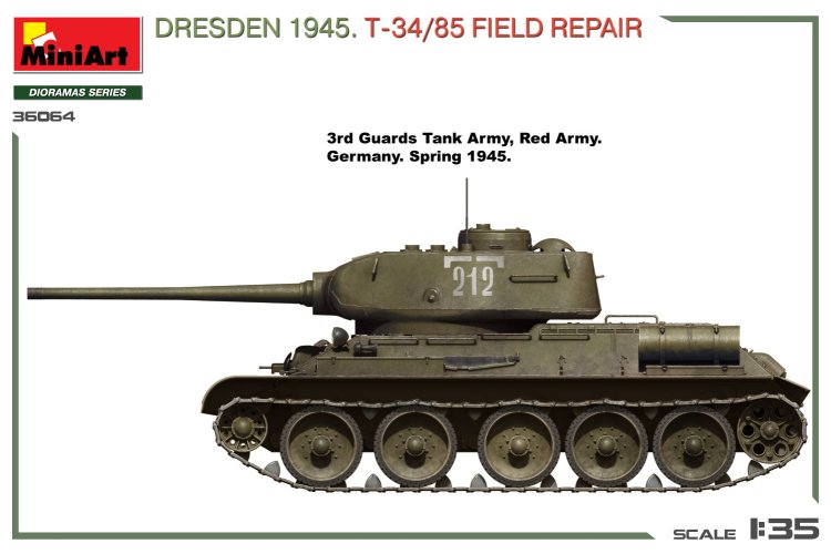 1:35 MiniArt 36064 Dresden 1945 &ndash; T-34/85 Tank Field Repair &ndash; Big Set &ndash; Diorama - Min36064 4 - MIN36064