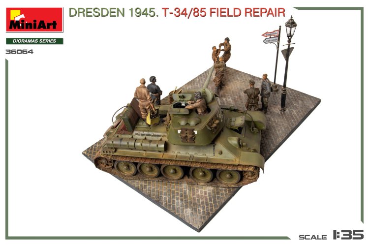 1:35 MiniArt 36064 Dresden 1945 &ndash; T-34/85 Tank Field Repair &ndash; Big Set &ndash; Diorama - Min36064 6 - MIN36064