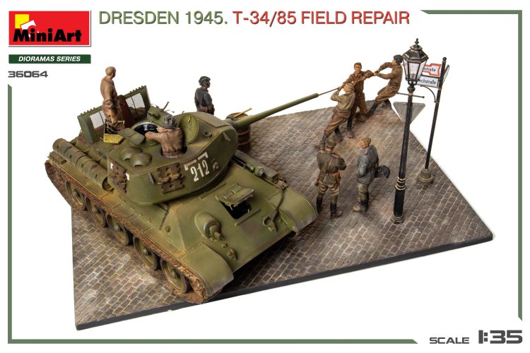 1:35 MiniArt 36064 Dresden 1945 &ndash; T-34/85 Tank Field Repair &ndash; Big Set &ndash; Diorama - Min36064 7 - MIN36064