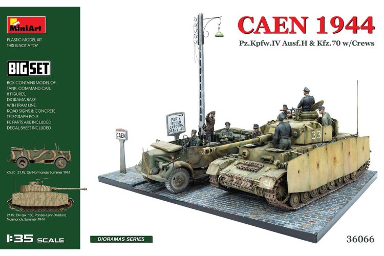 1:35 MiniArt 36066 Caen 1944: Pz.Kpfw.IV Ausf.H & Kfz.70 w/Crews - Big Set - Min36066 art01 1 - MIN36066