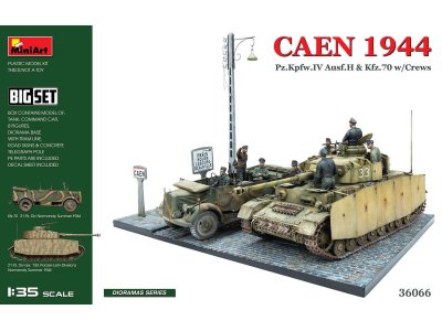 1:35 MiniArt 36066 Caen 1944: Pz.Kpfw.IV Ausf.H & Kfz.70 w/Crews - Big Set - Min36066 art01 - MIN36066