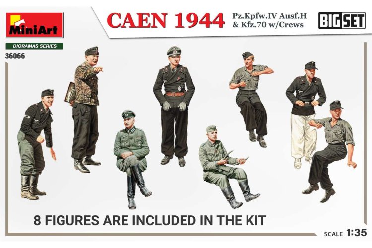 1:35 MiniArt 36066 Caen 1944: Pz.Kpfw.IV Ausf.H & Kfz.70 w/Crews - Big Set - Min36066 figures - MIN36066