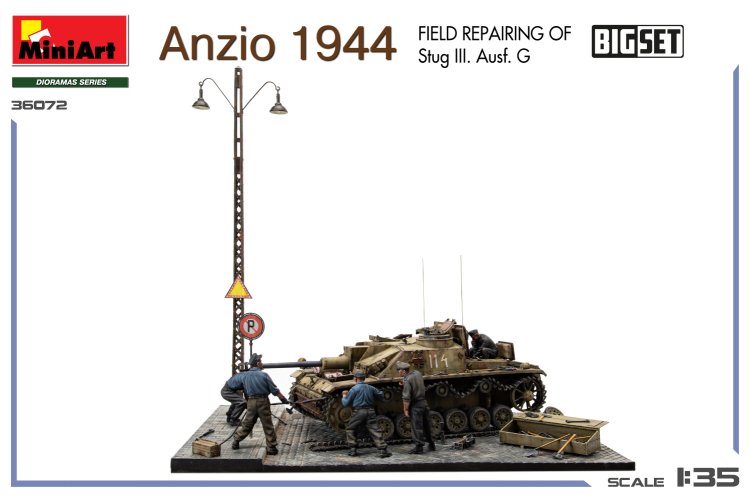 1:35 MiniArt 36072 Anzio 1944 - Veldreparatie van Stug III Ausf. G Tank - Grote Diorama Set - Min36072 3 - MIN36072