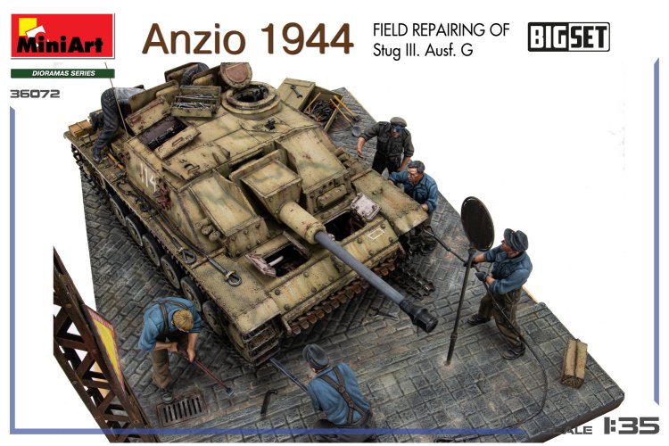 1:35 MiniArt 36072 Anzio 1944 - Veldreparatie van Stug III Ausf. G Tank - Grote Diorama Set - Min36072 6 - MIN36072