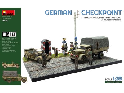 1:35 MiniArt 36075 Duitse Controlepost met 3t Cargo Truck 3,6-36S & Kfz.1 Type 170VK WWII - 5 Figuren - Min36075 1 - MIN36075