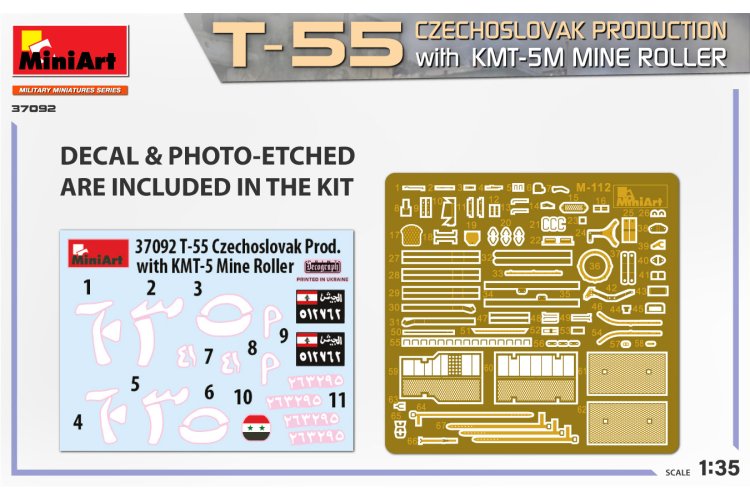 1:35 MiniArt 37092 T-55 Czechoslovak Prod. w/KMT-5M Mine Roller - Min37092 2 - MIN37092