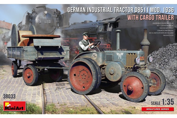 1:35 MiniArt 38033 German Tractor D8511 Mod. 1936 w/Cargo Trailer - Min38033 1 - MIN38033
