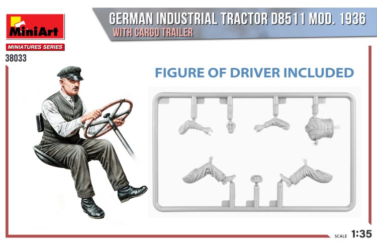 1:35 MiniArt 38033 German Tractor D8511 Mod. 1936 w/Cargo Trailer - Min38033 2 - MIN38033