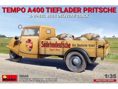 1:35 MiniArt 38045 Tempo A400 Tieflader Pritsche 3-Wheel Beer Delivery Truck - Min38045 1 - MIN38045