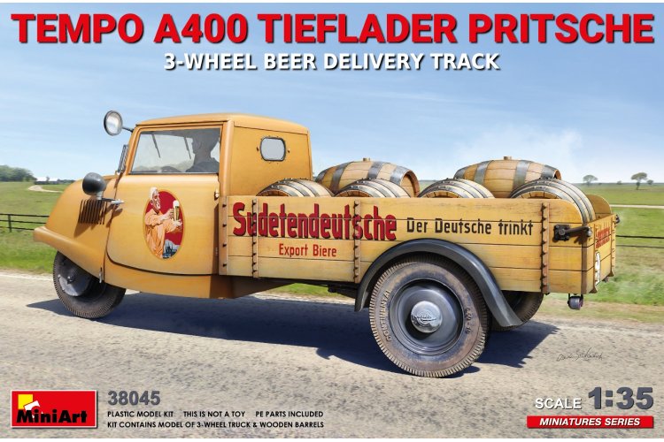 1:35 MiniArt 38045 Tempo A400 Tieflader Pritsche 3-Wheel Beer Delivery Truck - Min38045 1 - MIN38045