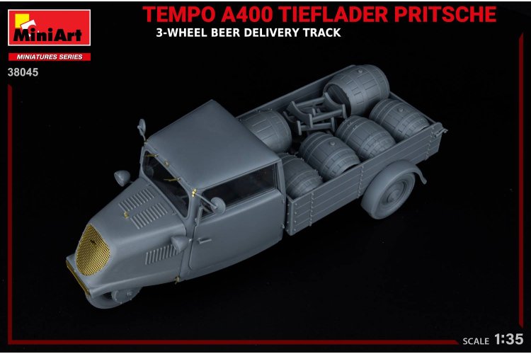1:35 MiniArt 38045 Tempo A400 Tieflader Pritsche 3-Wheel Beer Delivery Truck - Min38045 9 - MIN38045