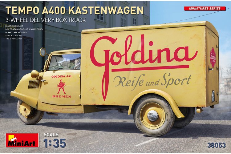 1:35 MiniArt 38053 Tempo A400 Kastenwagen - 3-wheel Delivery Box Truck - Min38053 1 - MIN38053