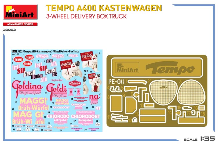 1:35 MiniArt 38053 Tempo A400 Kastenwagen - 3-wheel Delivery Box Truck - Min38053 11 - MIN38053