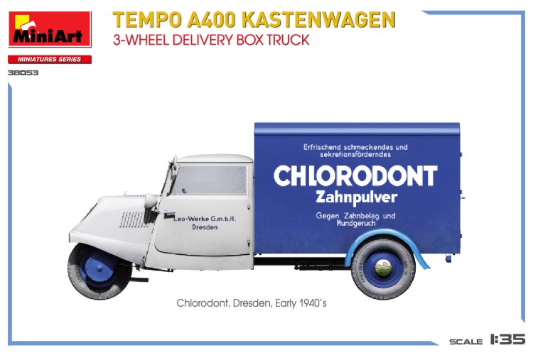 1:35 MiniArt 38053 Tempo A400 Kastenwagen - 3-wheel Delivery Box Truck - Min38053 6 - MIN38053