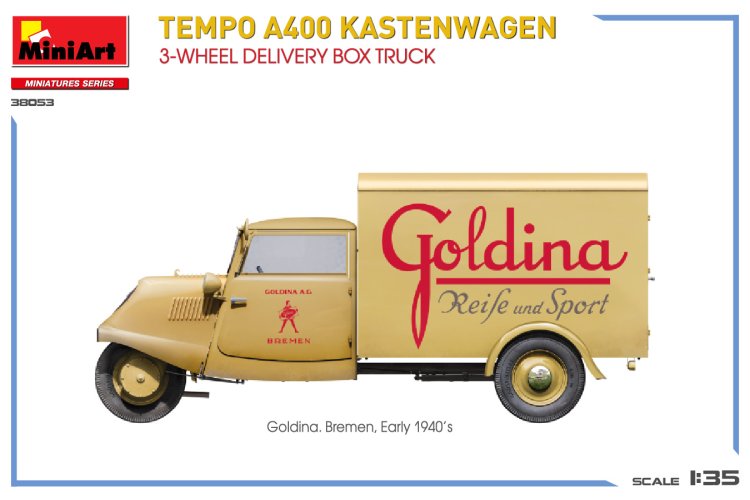1:35 MiniArt 38053 Tempo A400 Kastenwagen - 3-wheel Delivery Box Truck - Min38053 7 - MIN38053