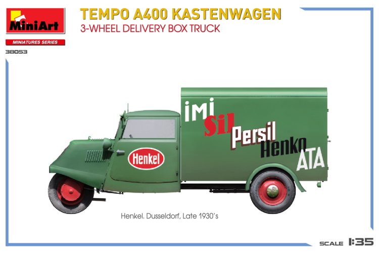 1:35 MiniArt 38053 Tempo A400 Kastenwagen - 3-wheel Delivery Box Truck - Min38053 8 - MIN38053