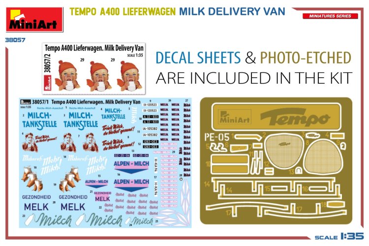 1:35 MiniArt 38057 Tempo A400 Lieferwagen Milk Delivery Van - Min38057 1 - MIN38057