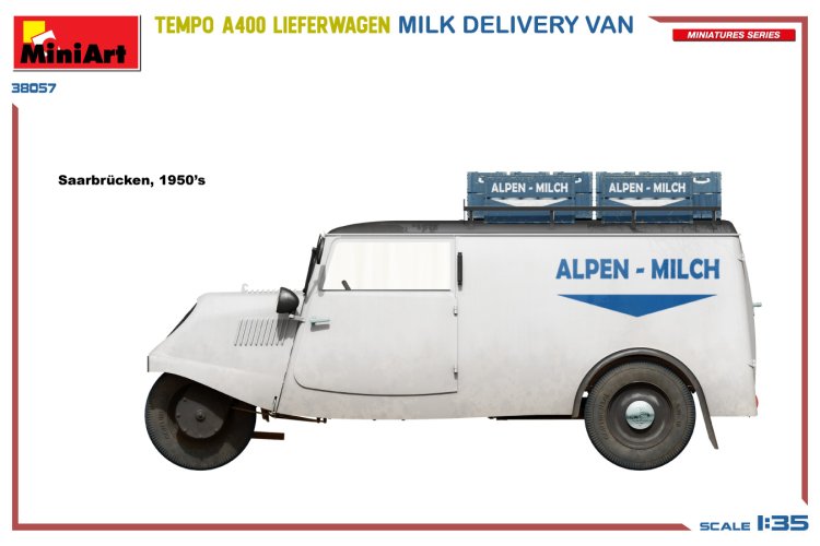 1:35 MiniArt 38057 Tempo A400 Lieferwagen Milk Delivery Van - Min38057 side views4 - MIN38057