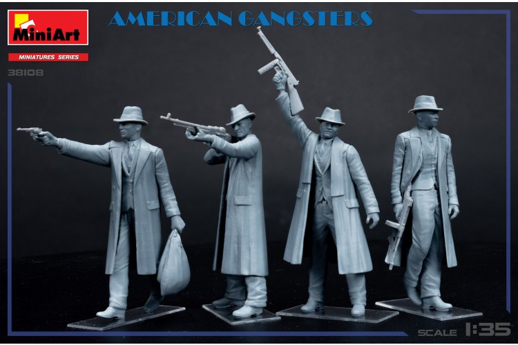 1:35 MiniArt 38108 Amerikaanse Gangsters met Realistische Gangsterposes - 4 Figuren - Min38108 2 - MIN38108