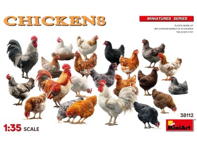 1:35 MiniArt 38112 Chickens &ndash; 30 Pieces - Min38112 1 - MIN38112