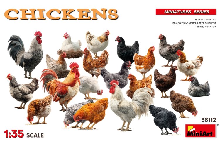 1:35 MiniArt 38112 Chickens &ndash; 30 Pieces - Min38112 1 - MIN38112