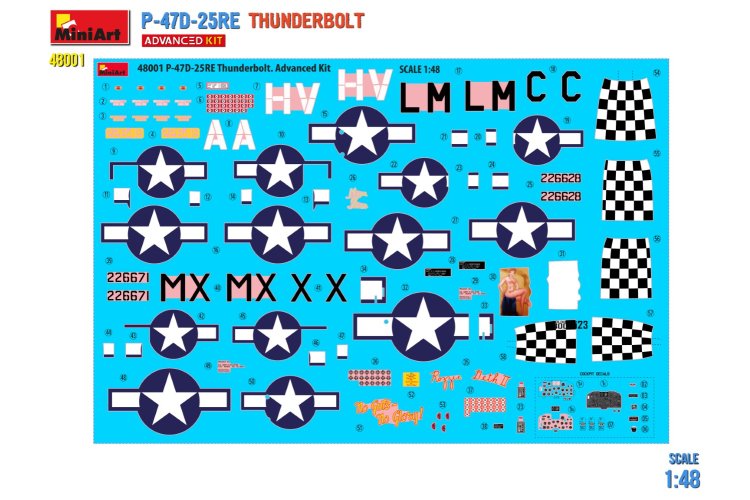 1:48 MiniArt 48001 P-47D-25RE Thunderbolt - Advanced Kit - Min48001 decal 1 - MIN48001