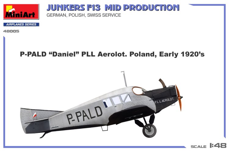 1:48 MiniArt 48005 Junkers F13. Middelste productie - Duitse, Poolse, Zwitserse dienst - Propeller Vliegtuig - Min48005 11 - MIN48005
